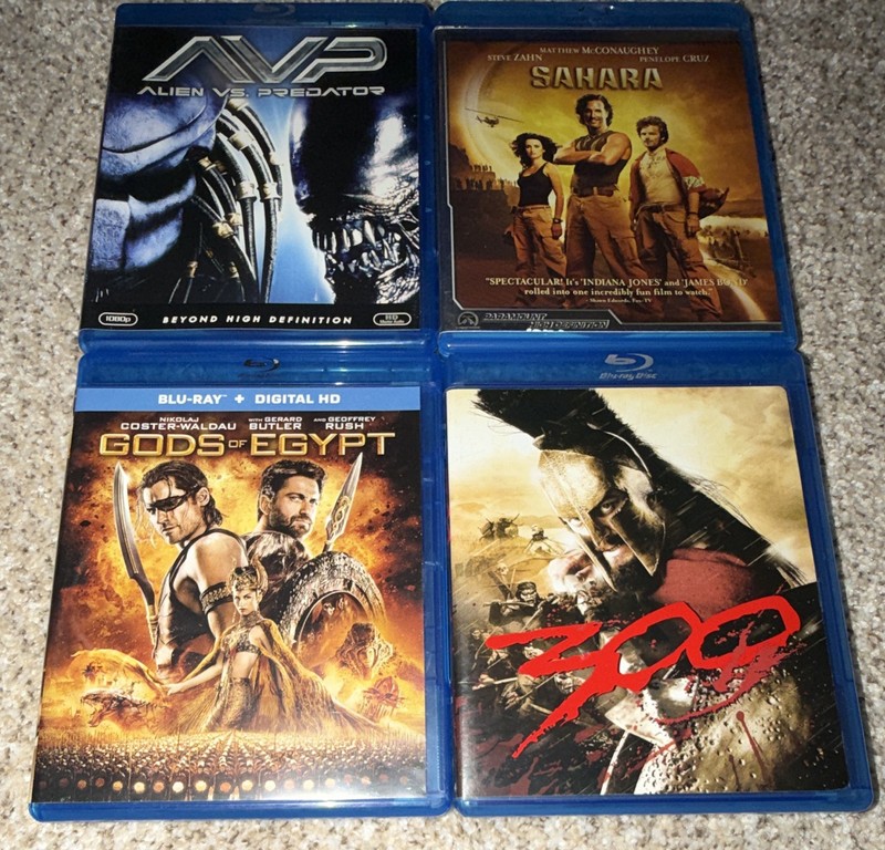 Blu-ray Digital HD 4-Movie Lot Alien vs. Predator Sahara Gods of Egypt 300