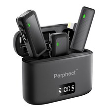 2 Pack Mini Wireless Lavalier Microphone for iPhone Android, Charging Case, 1...