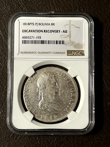 1818 Bolivia 8 Reales Excavation Recovery AU Silver Coin