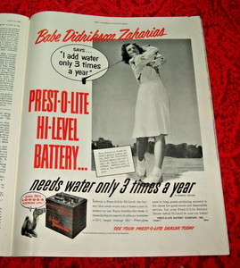 1950's Babe Didrikson Zaharias Prest-O-Lite  Hi-Level Battery Magazine Print Ad