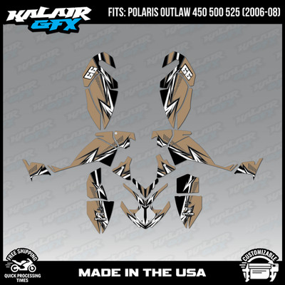 Graphics Kit for Polaris ATV Outlaw 450 500 525 (2006-2008) Shred-TAN