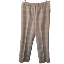Pendleton 100 Virgin Wool Plaid Dress Pants Tan Beige Petite Size 12