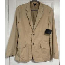 Claiborne Men's Tan Beige Cotton Two Buttons Sportscoat Blazer Jacket Size 44R