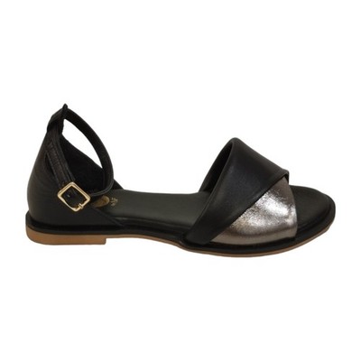 Schuhe Taschen Sandale schwarz mit Laminatdetail