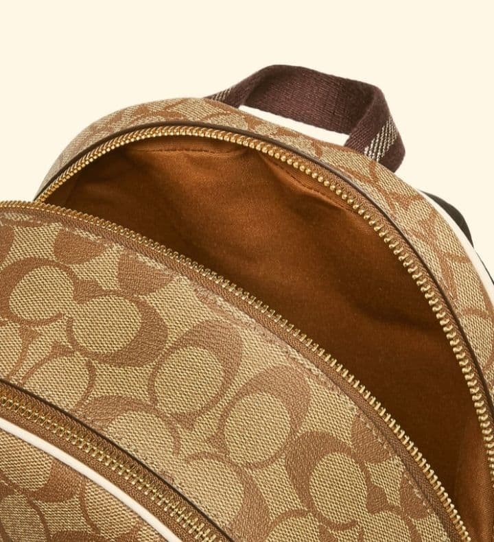 COACH Logo Pattern Nylon Leather Backpack Brown W… - image 5