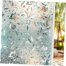 Rainbow Privacy Window Film Stained Glass Tulip Pattern 35.4 35.4 x 78.7inches