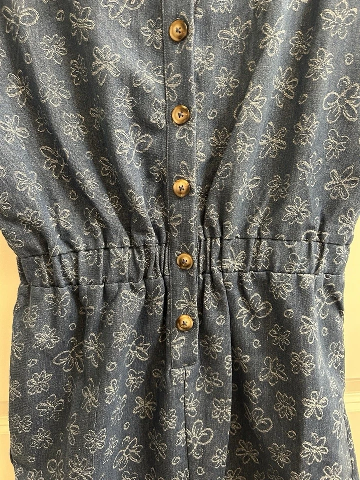 Pink Lily Women’s Denim Romper One Piece Jumpsuit Size M Athletic Sporty - Image 3 of 4