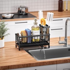 Black Stainless Steel Sponge Holder for Kitchen Sink Caddy Organizer