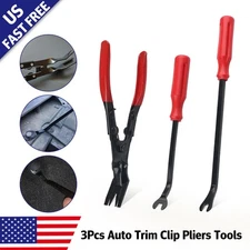 3Pcs Auto Clip Pliers Set Fastener Remover Car Trim Rivet Removal Pry Tool US