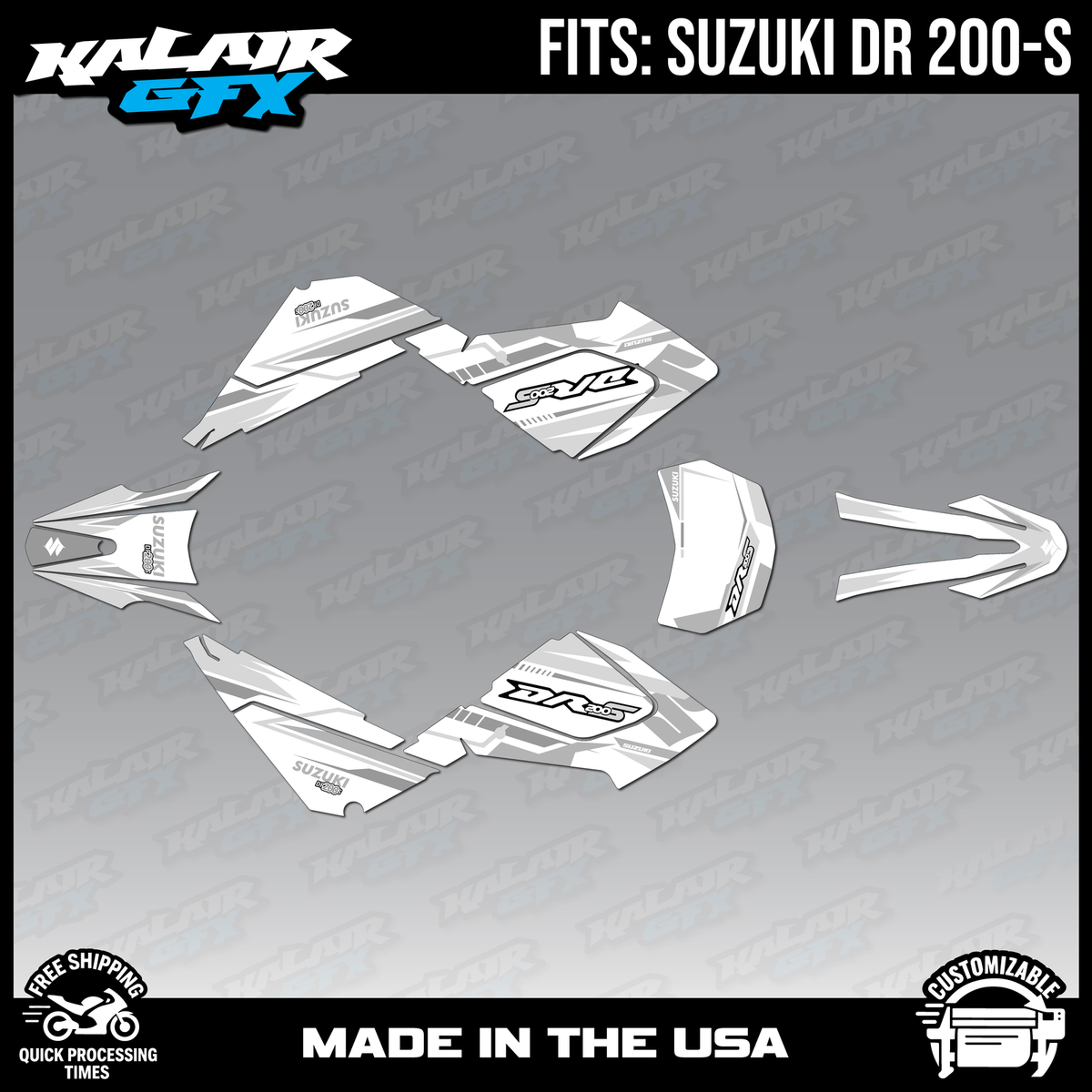 元DRX stax Rb Dori 現DRX Mako サイン色紙 Graphics Kit For Suzuki DR200-S (All Years) DR 200-S Razor Series