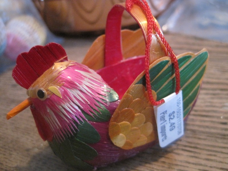 NOS PIER I IMPORTS MINI Colorful WOVEN Straw CHICK BASKET&EASTER LINED EGG-3 PCS