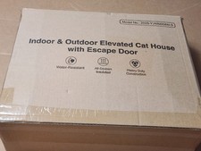 Maison pour chat surélevée d'intérieur et Ourdoor avec porte d'évacuation neuve ! Boîte ouverte