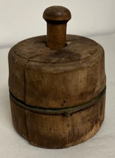 Carved Wooden Butter Press - Wheat - Early Primitive 3.5”