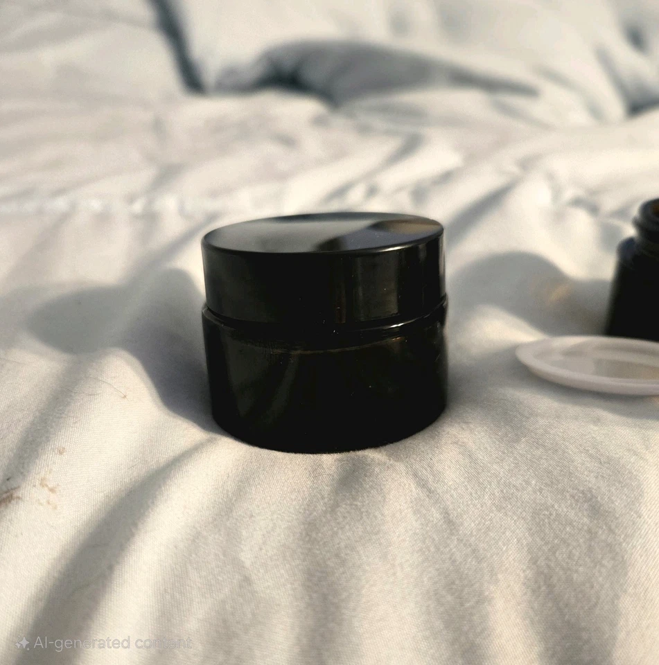 [Pack de 4] 1 oz. Frascos de boca ancha de vidrio ámbar con forro interior y tapa de plástico abatible Foto 2 de 4