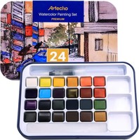 Aquarellfarben Set 24 Farben Mit Wassertankpinsel Tragbar Malkasten 24 StüCk
