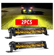 Pair 7inch Yellow Slim LED Light Bar 6D Spot Flood Driving for UTV Offroad Truck