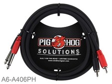 6ft Pig-Hog Dual 1/4" 6.3mm TS Mono Male Plug to 2-RCA Male Plug Audio Cable