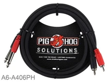 6ft Pig-Hog Dual 1/4" (6.3mm) TS Mono Male Plug to 2-RCA Male Plug  Audio Cable