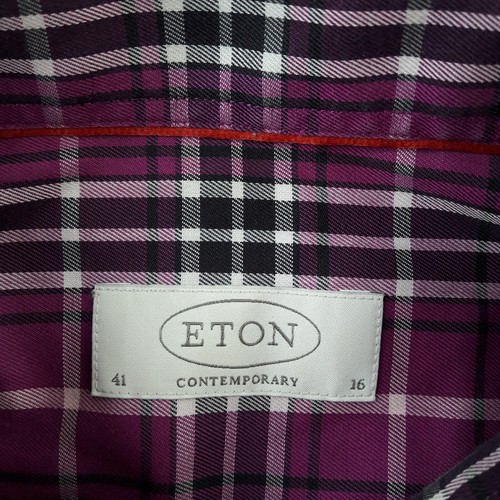 Eton Shirt Mens 16 41 Check Button Up Collared Casual Slim Fit Adult Cotton - Picture 9 of 10