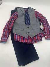 Nautica Boy's Sz 4 Herringbone Corduroy Long Shirt Vest Pants  Tie 4pcs Set