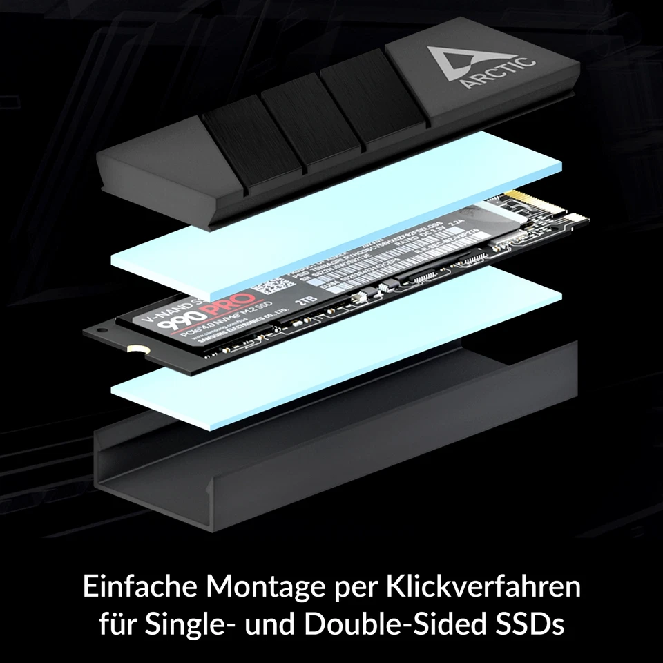 Dissipatore di calore ARCTIC M2 Pro M.2 2280 SSD + TP-3 pad termici PC PS5 dissipatore di calore - Immagine 4 di 4