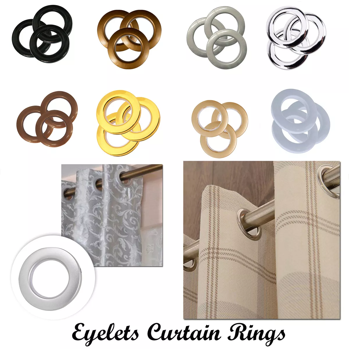 Plastic Curtain Eyelets: Grommet Top Curtain Accessories for Roman Rods