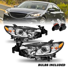 For 2014-2017 Mazda 6 Halogen Headlights Assembly Driver&Passenger Side w/Bulbs