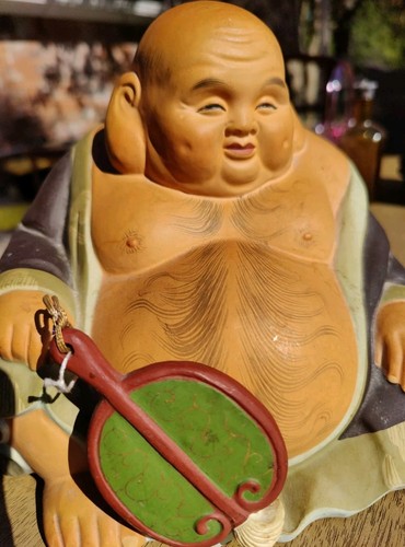 Vintage Hakata Urasaki Doll Hotei God of Luck Good Fortune Buddha Japan Ceramic - Picture 3 of 4