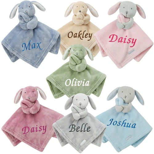 Personalised Baby Bunny Rabbit Comforter Blanket Any Name Embroidered Easter