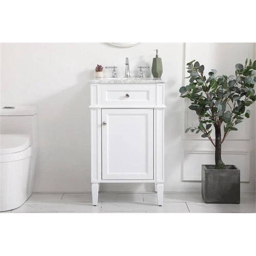 Elegant Decor Park Avenue 21" Metal MDF Marble Single Bathroom Vanity in White - Picture 7 of 8