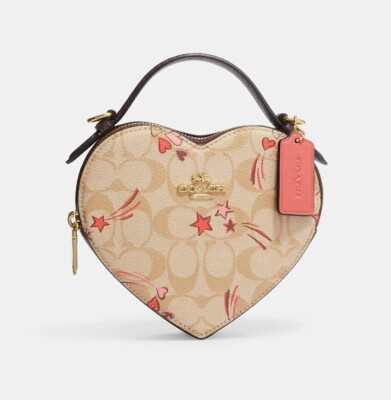 NWT Coach Heart Crossbody In Signature Canvas With Heart And Star