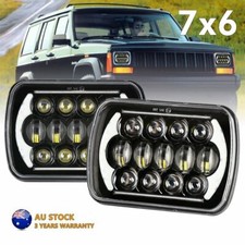 Pair 5X7" 7x6'' Rectangle LED Headlights Hi/Lo Beam w/ DRL for Jeep Cherokee XJ