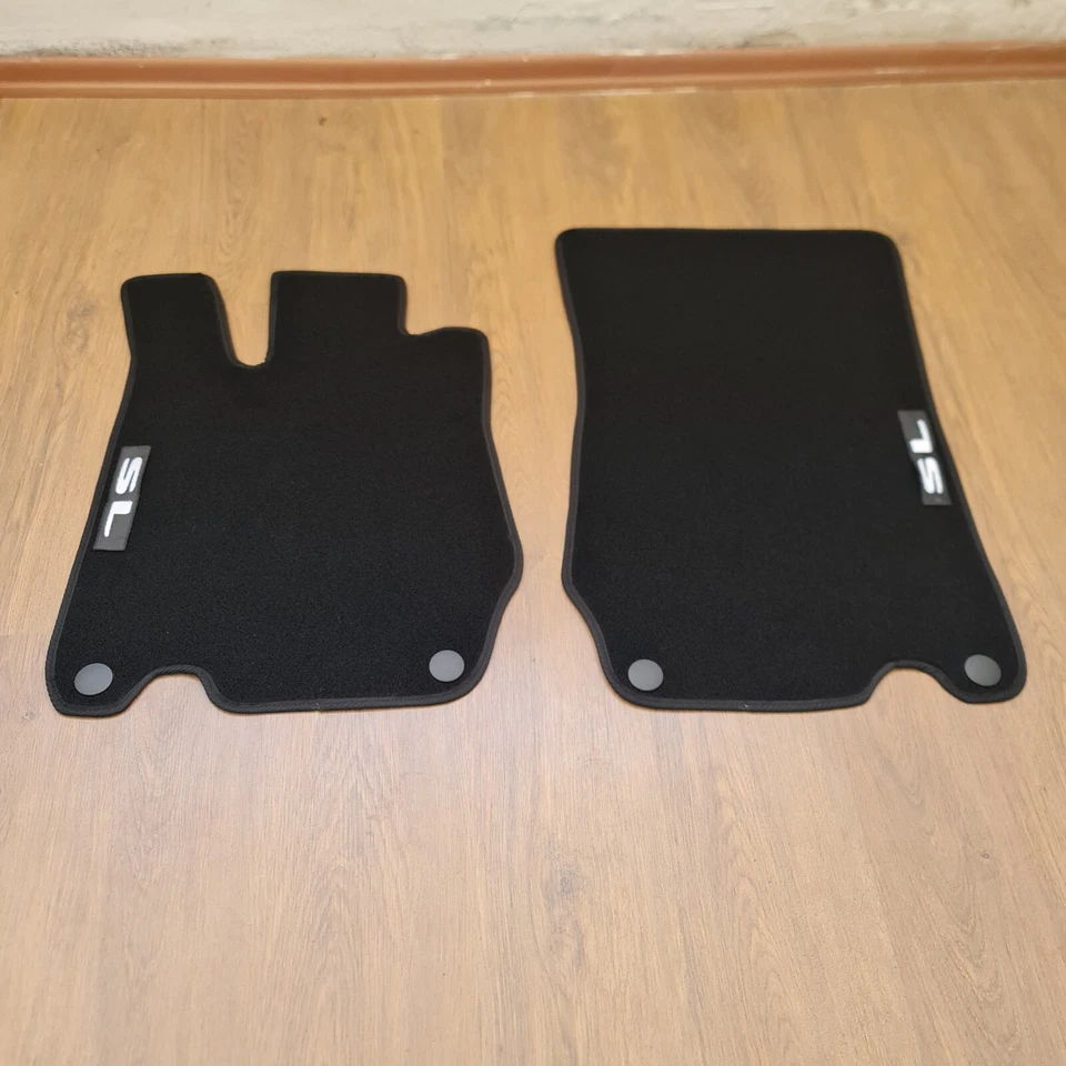 汽车脚垫丝绒适用于梅赛德斯奔驰 SL R230 防水黑色地毯衬里 — 第 4/4 张图片