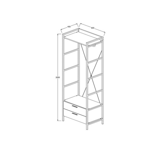 Open Wardrobe with Storage Drawers and Hanging Rail Bedroom Hallway Furniture - Picture 10 of 14