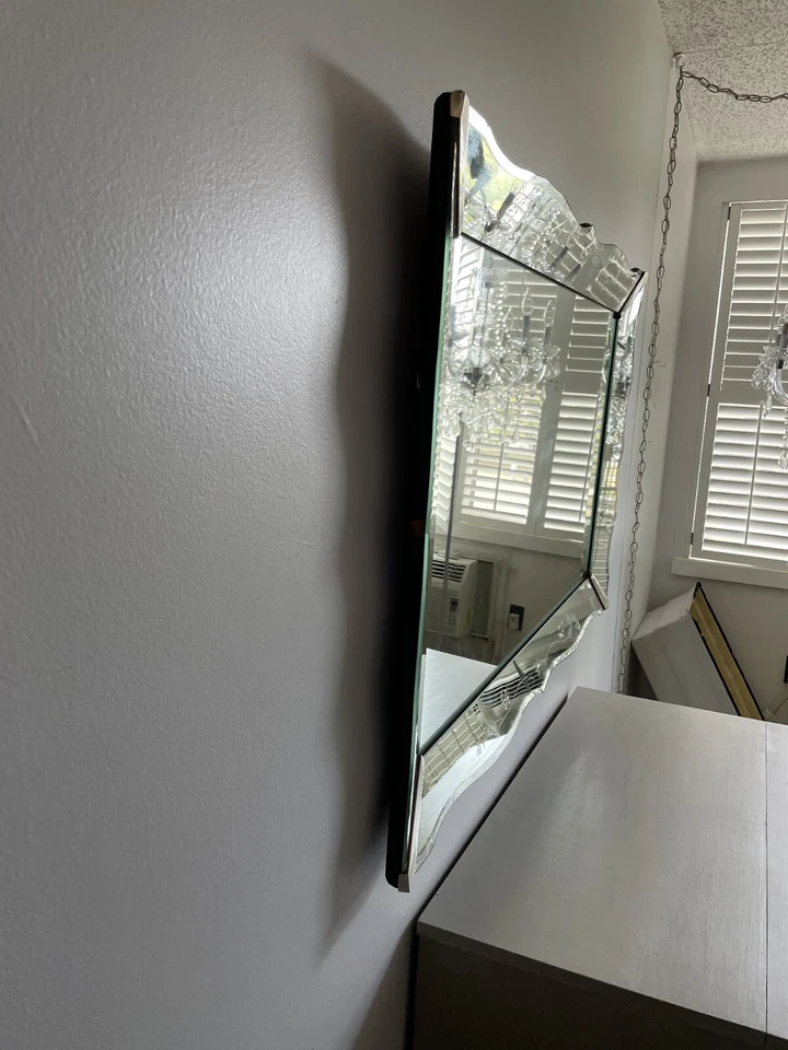 ESPEJO VENECIANO con FESTONEADO GRABADO FLORAL BOARDER ESTILO DECO 60"" X 40""  Foto 2 de 3