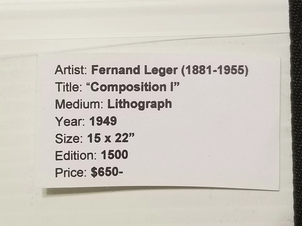 Fernand Leger 1949 edição limitada litografia original composição abstrata - Imagem 3 de 3