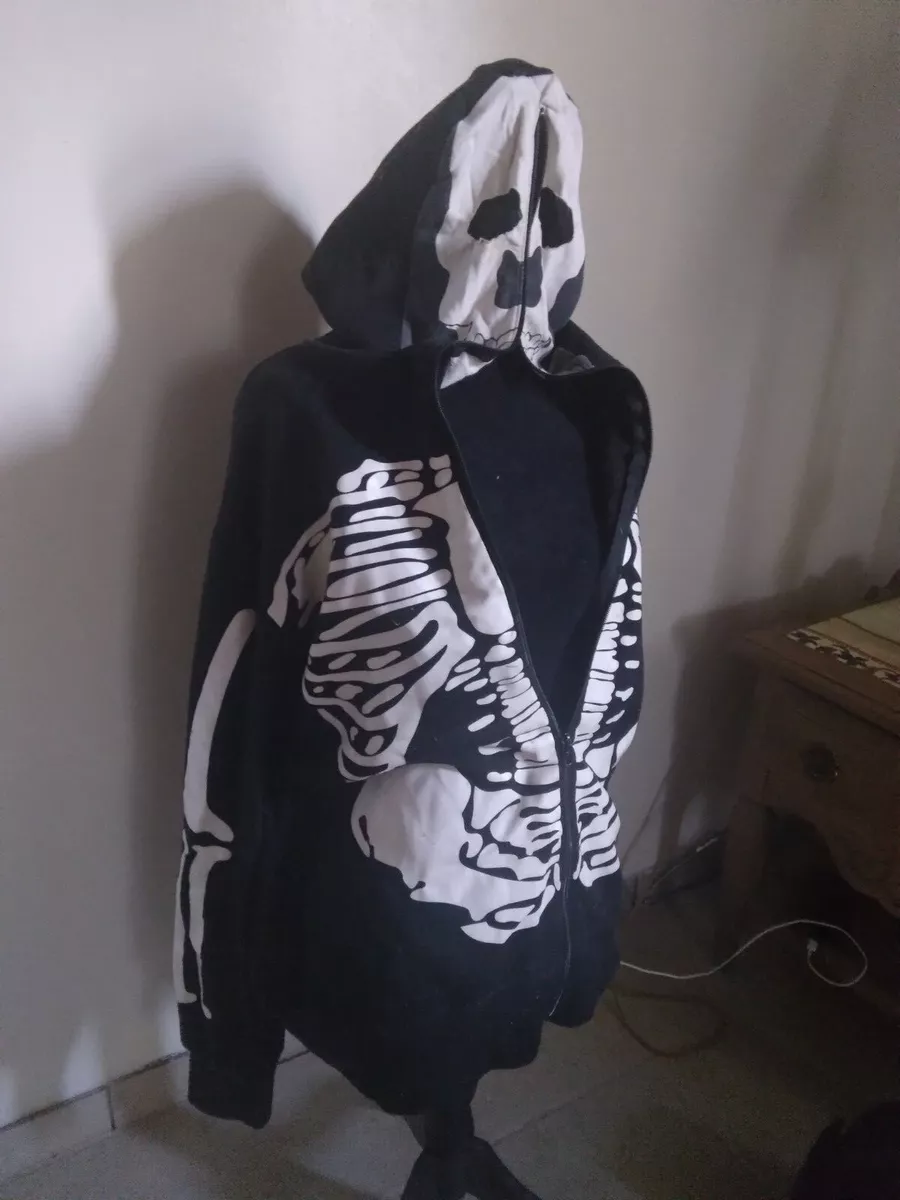 Vintage 90s Early 2000s Bro Broho Punk Skeleton Sweatshirt Zip Up