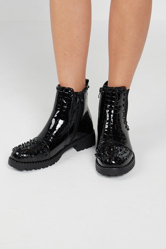 Mujeres Chelsea Botines Damas Elástico Cremallera Picos Bloque Bajo Tacón Grueso Zapatos - Imagen 3 de 14