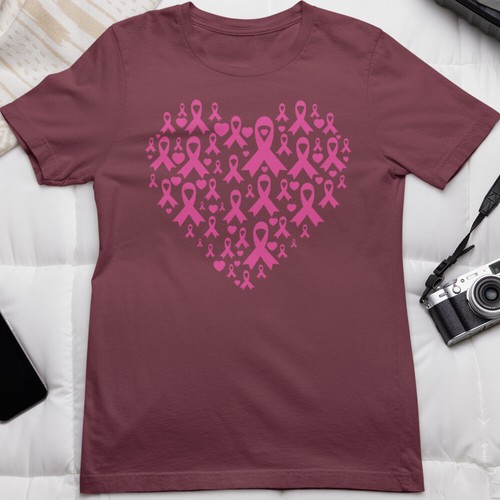 Breast Cancer Awareness Pink Ribbon Heart T-Shirt Public Disease Survivor Gifts - Picture 14 of 21