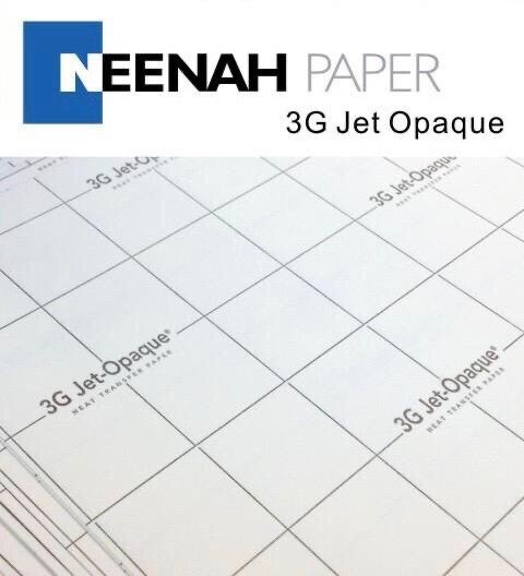 Neenah 3G Jet Opaque Heat Transfer Paper for Dark Colors 8.5”x11” (50 ...