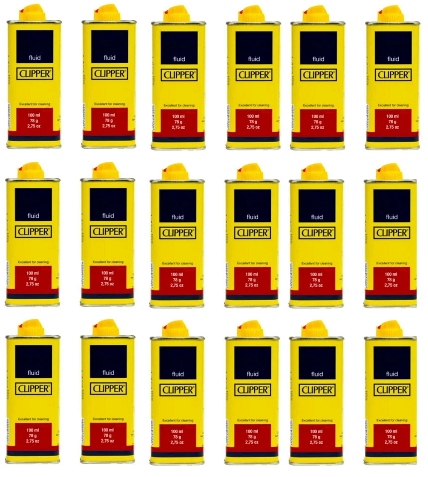 Clipper Lighter Fuel Universal Petrol Lighter Refill Fluid 100Ml Pack of 6,12,24 - Image 1 of 1