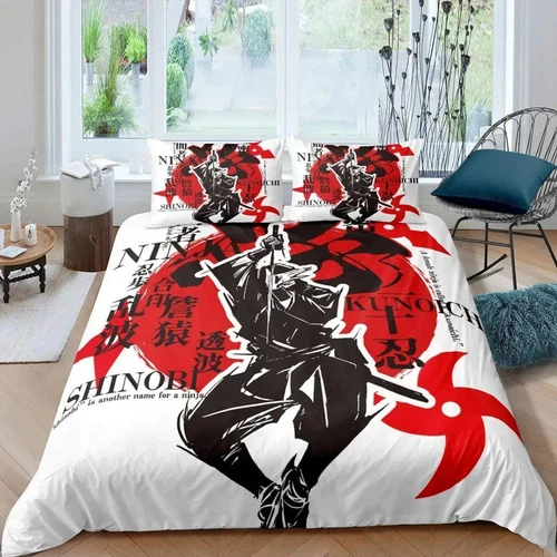 Japanese Samurai Armor Quilt Duvet Cover Pillowcase Bedding Set Single W1 - Picture 14 of 28