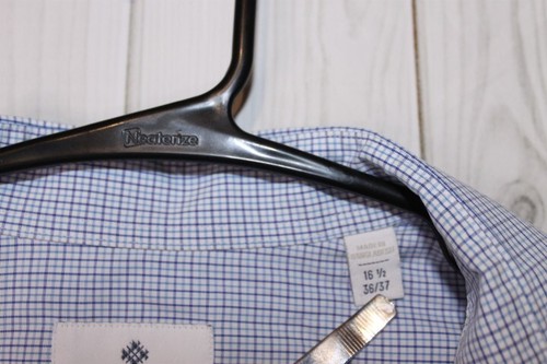 ryan seacrest langarm button down 16,5 36/37 kariert blau - Bild 3 von 4