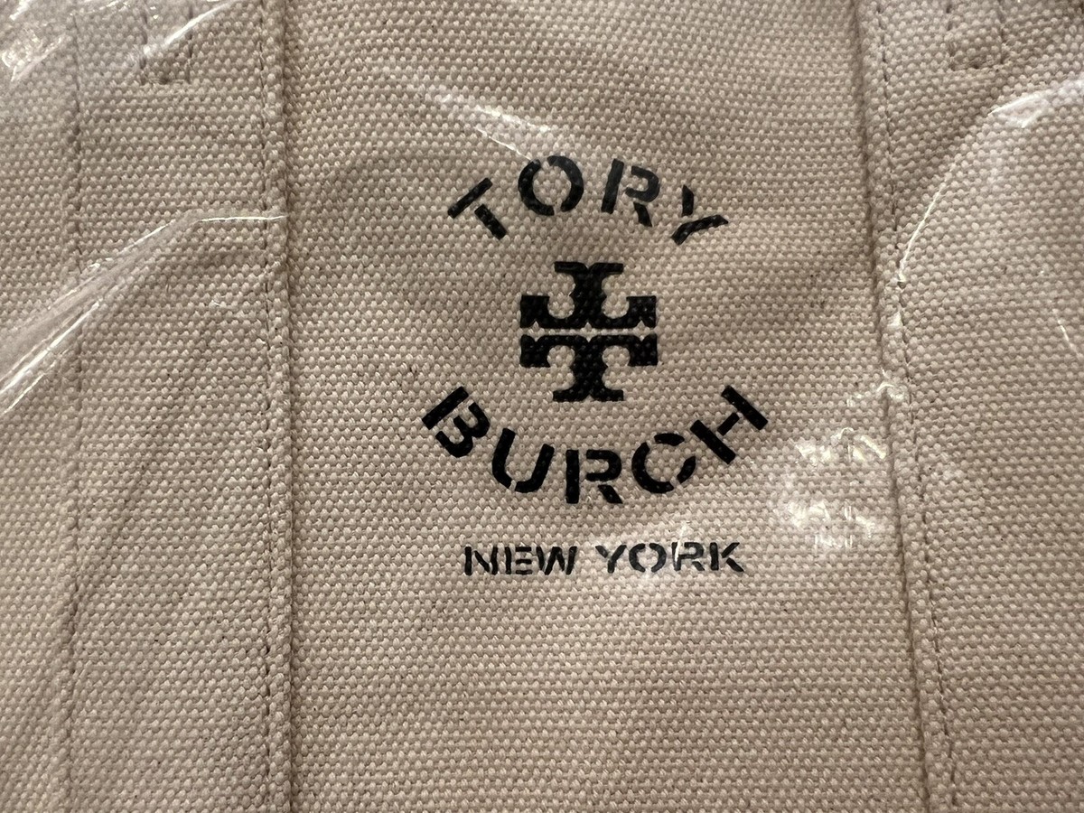 NWT TORY BURCH Mercer St Canvas Tote Bag Lg - Natural - Cotton 