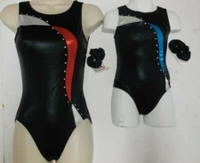 Gymnastic Leotard Rhinestones Black Foil Turquoise or Red ovr 100 available $40
