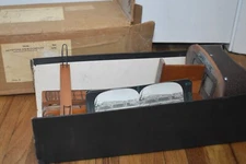 Antique Keystone Pedestal Stereoscope Ortho Split Slide Stereo Card Viewer & Box