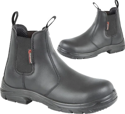 MENS GRAFTERS WIDE EEEE FIT DEALER STEEL TOE CAP CHELSEA SAFETY BOOTS WORK SHOES