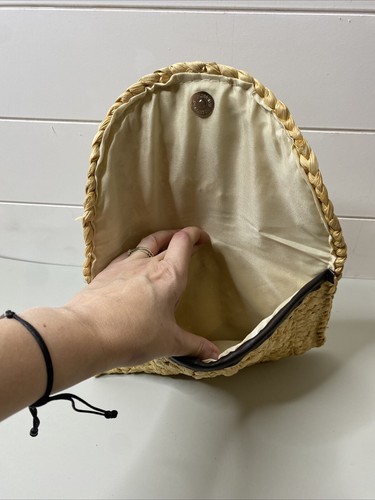Straw Woven Boho Summer Vacation Travel Clutch Bag Purse Cottagecore with snap - Picture 5 of 6