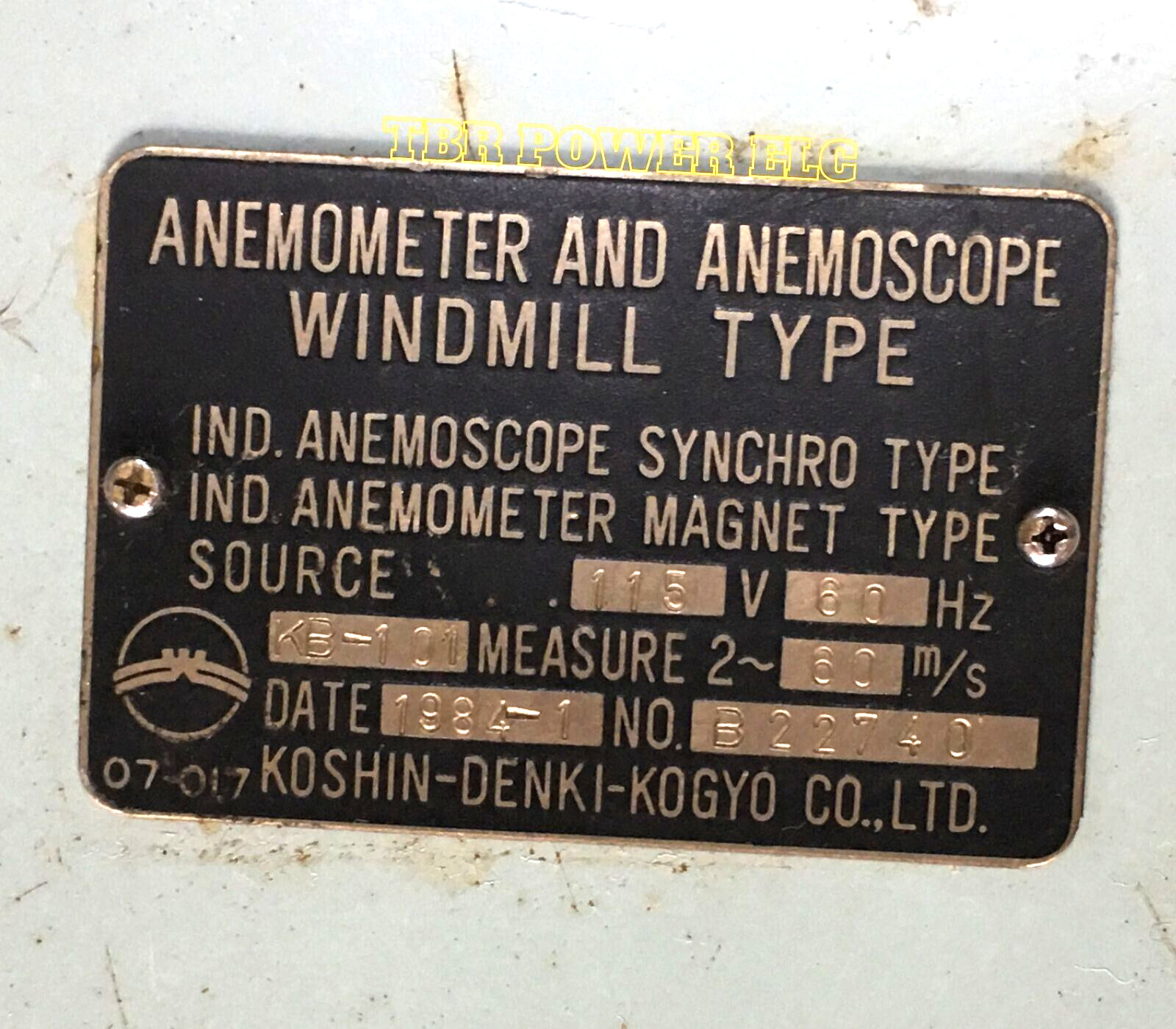 Koshin Denki Kogyo KB-101 Windmill Anemometer & Anemoscope- Authentic Wind Gauge