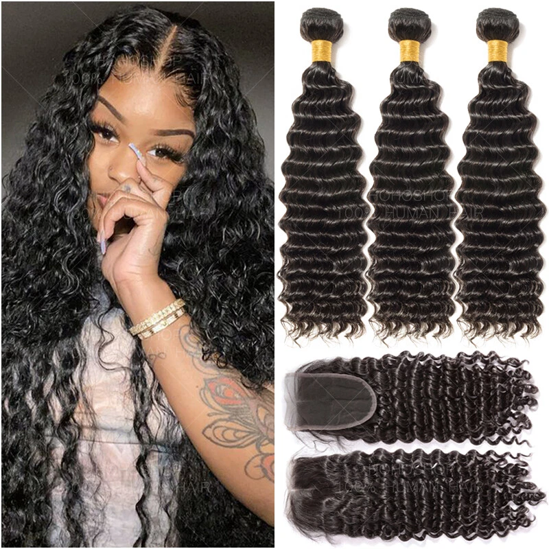 Deep wave best sale human hair weave